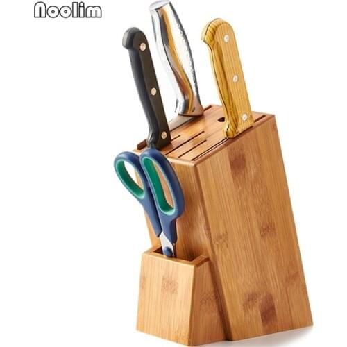 NOOLIM Wood Kitchen Knife Holder Multifunctional Storage Rack Tool Holder Bamboo Knife Block Stand Kitchen Accessories