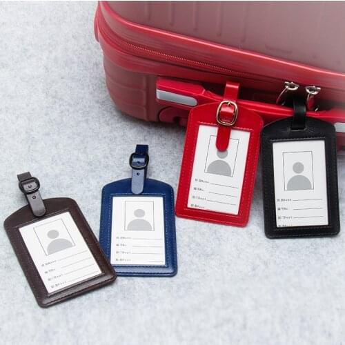 Luggage Tag Suitcase Letter Straps Travel Identifier PU Leather Checked Boarding Portable Label ID Fashion Address Baggage