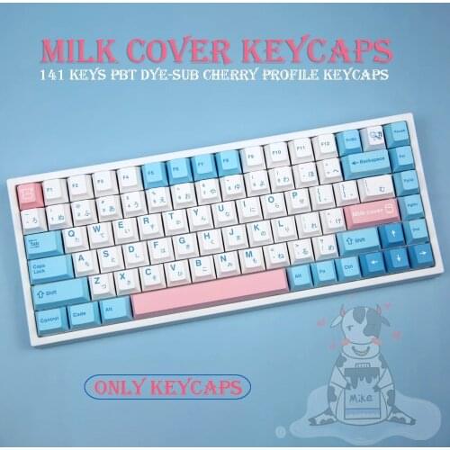 141 Keys PBT Keycaps DYE-SUB Cherry Profile Personalized Milk Cover Keycap For Cherry MX Switch Mechanical Keyboard