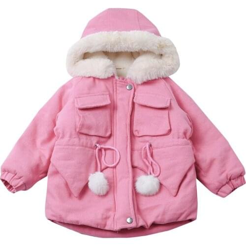 Cute Kids Jackets For Children Girls 2-7Years Winter Coat Baby Girls Outerwear Warm Thicking Fur Baby Girls Coat Parka Clothes