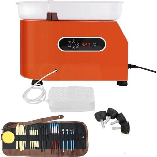 25CM LCD Electric Pottery Wheels Forming Machine Pottery Wheel for adults beginners with Removable ABS Basin DIY Art Craft Tool