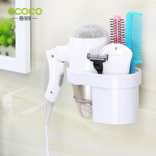 Ecoco Multifunction Hair Dryer Rack Punch-free Installation Blower Rack Waterproof Storage Rack Shelf Suitable for Rough Surface