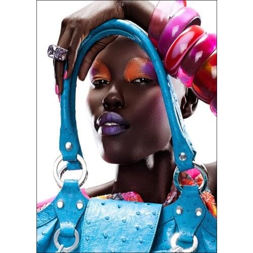 Fashion African American Black Woman Oil Painting on Canvas Posters and Prints Scandinavian Art Wall Picture for Living Room