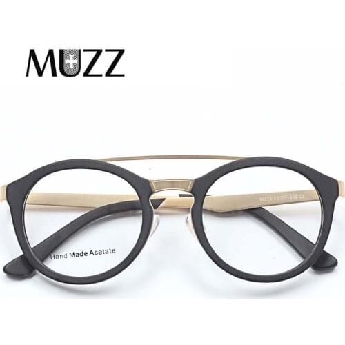 MUZZ acetate Myopia Glasses Frame Round vintage double beam glasses frame spectacles clear lens prescription lenses men GLASSES