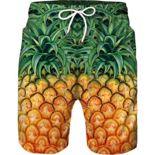 Pineapple 3D All Over Printed Mens Shorts Unisex Streetwear Shorts Summer Beach Polyester Casual Shorts DK-34