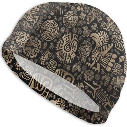 Mens Viking Norse Swim Caps Native American Ornaments Bath Caps Swimwear For Swim Pools