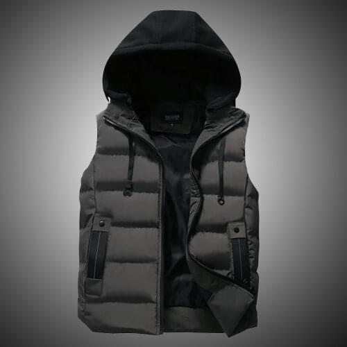 Men Vest Jacket Winter Waterproof Warm Sleeveless Men Jacket Fashion Hooded Casual Streetwear Vest Men Autumn Thicken Waistcoat
