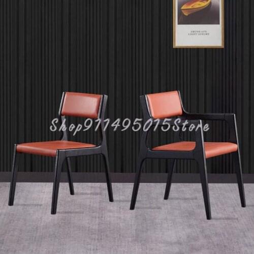 Nordic Solid Wood Dining Chair Modern Minimalist Dining Chair Light Luxury Minimalist Backrest With Armrest Stool Net Red Chair