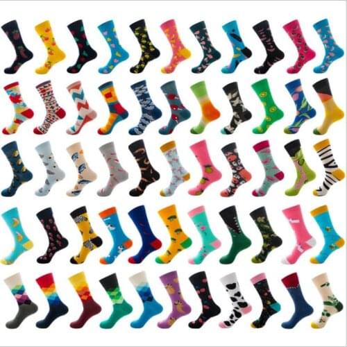 5pair Combed Cotton Fashion Funny Hip Hop Man woman Socks Harajuku fruit Skateboard oil painting animal Happy Socks Female Party