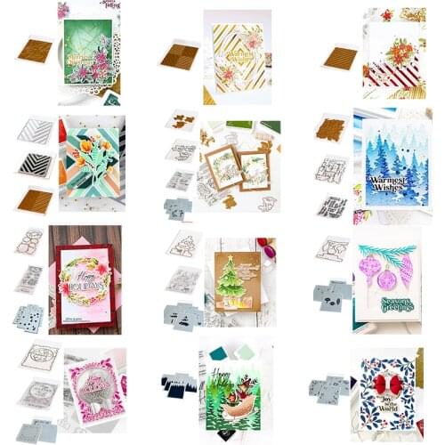 New Christmas Flower Leaf Hot Foil And Metal Cutting Dies Stamps Decoration For Scrapbooking Craft Stencil Diy Album Gift Model