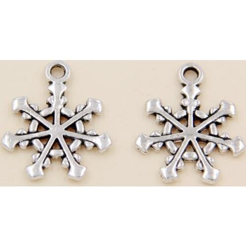 Wholesale 42pcs Tibetan Silver Snowflake Charms Pendants 17x20mm