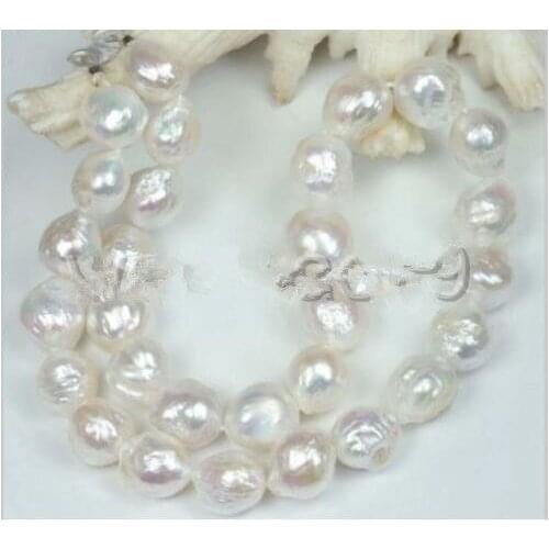 RARE BAROQUE AAA 11-13 MM SOUTH SEA NATURAL White PEARL NECKLACE 18"