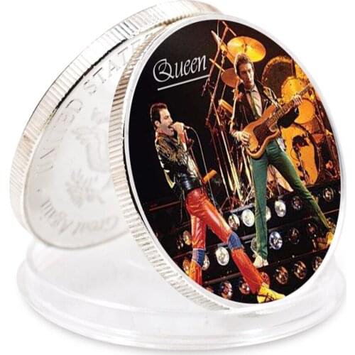 Queen Silver Coin Freddie Mercury Commemorative Challenge Coins Collectibles Eagle Back for Christmas Gift