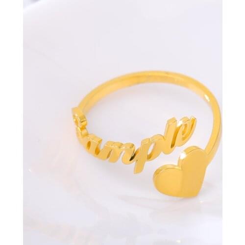 Romantic Gifts Custom Heart Name Rings For Women Men Personalized Stainless Steel Gold Color Wedding Rings For Lovers Jewelry