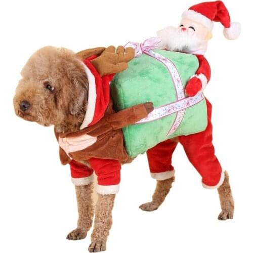 Christmas Dress Up Party Lovely Hoodies Funny Cosplay Santa Claus Carry Gift Cloth Pet Dog Puppy Christmas Party Pet Dog Costume