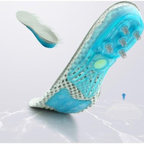 Silica Gel Sport Shoe Insole High-Impact Spring Cushioning Shock Absorption Shoe Insert Forefoot Enhances Massaging Insoles
