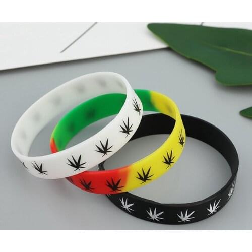 Silicone Bracelet&Bangles Black White Color Wristband Fashion Jewelry Print 1pc Bracelet