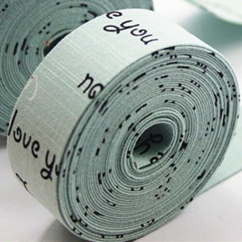 Sisi Crafts Print Tape Cyan Pink Ivory I love you Ribbon Fabric Riband Bias Layering DIY Hair Bow Collar Handmade Accessory