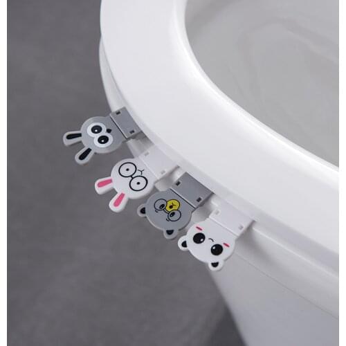 Foldable cute cartoon animal toilet cover not dirty hands toilet flip handle