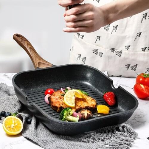 Medical Stone Steak Frying Pan Non-Stick Special Striped Iron Plate Household Induction Cooker Gas Stove Suitable cookware