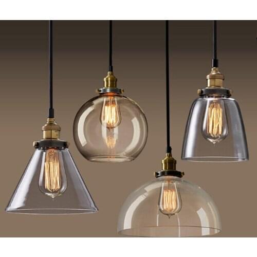 Modern Transparent Amber Smoke Gray Restaurant Bar Desk Bedroom Study Hotel Industrial Style Simple Single Head Glass Chandelier