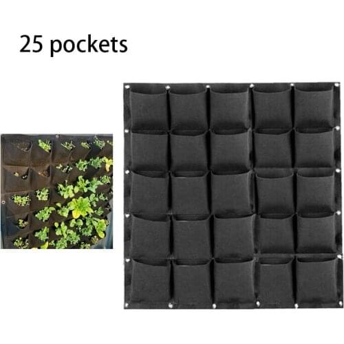 Grow Bag Wall Hanging Planting Bags Black Pockets Planter Vertical Garden Vegetable Living Bonsai Flower Plant Pot 25 Pockets