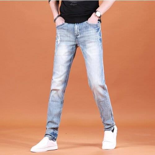 Baggy Jeans Men Vintage Long Pants 2021 Summer Casual Blue Ripped Straight Denim Trousers