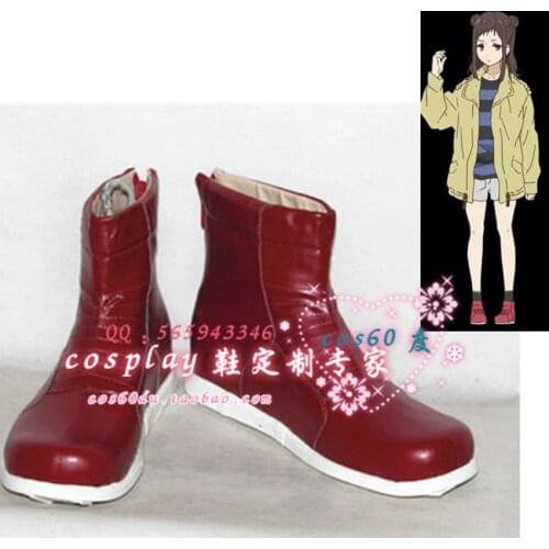 Beyond the Boundary Inami Sakura Shoes Cosplay Red Boots S008