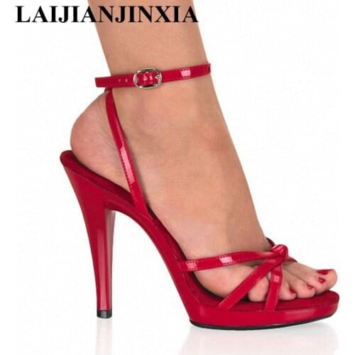 LAIJIANJINXIA Womens Shoes 13 CM High-heeled Shoes Night Club Pole Red Dancing Shoes Sexy Dance Shoes Thin Heels Sandals N-021