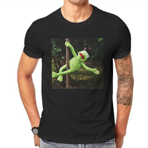 Men Kermit the frog on a pole Throw Anime Funny Puppet Funny Classic O collar T-shirts