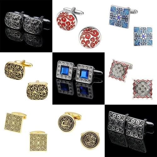 MeMolissa Mens shirts Cufflinks Wedding Jewelry exquisite retro pattern design hexagon flower design high-grade Male Cufflinks