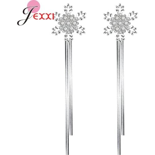 New Arrivals Fashion 925 Sterling Silver Female Jewelry Charms CZ Crystal Snowflakes Drop Earring For Women Wedding Gift