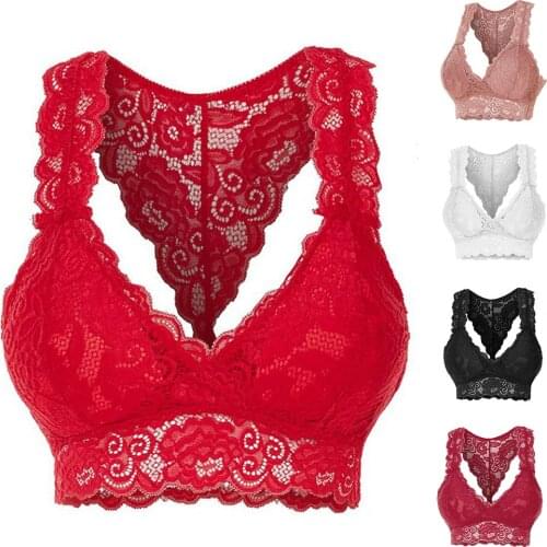 Women Solid Color Lace Bra Without Steel Ring Gathered Sex Non-padded Solid Color No Steel Ring Gather Sexy Lace Bra