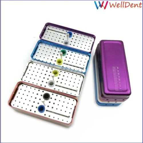 1pc Dental Burs Disinfection Box Sterilizer Case Burs Endo Files Holder Aluminum Autoclave 72 Holes