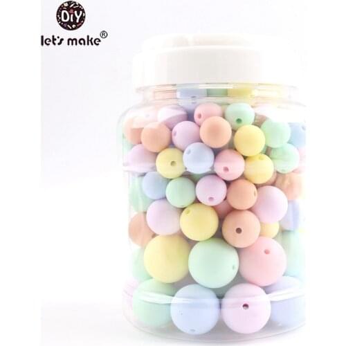 Lets make Baby Teether 200PCS Silicone Chew Beads Candy Color Set Necklace BPA Free Silicone Baby Shower Gift Silicone Teether