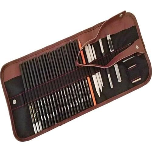 29Pcs Charcoal Earser Knife Drawing Pencil Sketch Painting Canvas Pencil Bag Set Christmas Gift for Kid