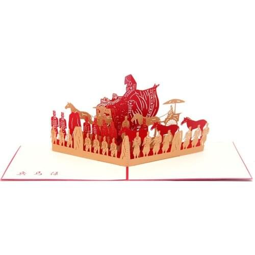 3D Handmade Wonders of the world Terra Cotta Warriors Paper Invitation Greeting Cards PostCard Business Tourism Creative Gift