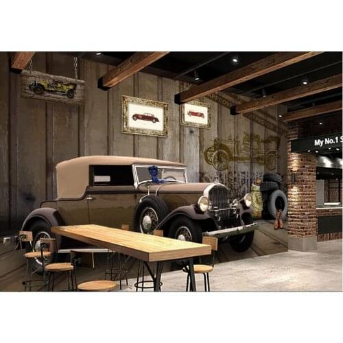 3d wallpaper high-end custom mural non-woven picture wall sticker 3 d Retro cars mural painting 3d wall room murals wallpaper