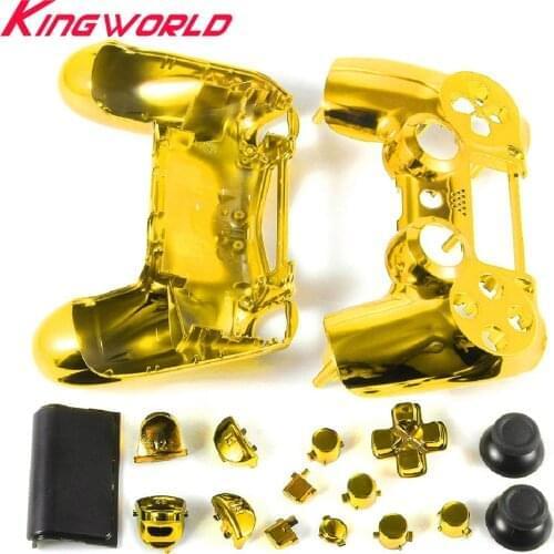 50sets Housing shell Case Generic Metal Plating Protective Case Cover Skin For Sony Playstation 4 PS4 Handle Cover Controller