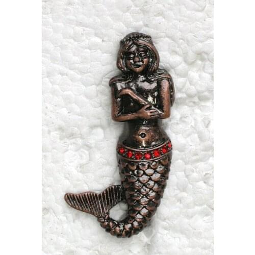 Antique copper Mermaid Brooch Clear Rhinestone Pin brooches C883 C3