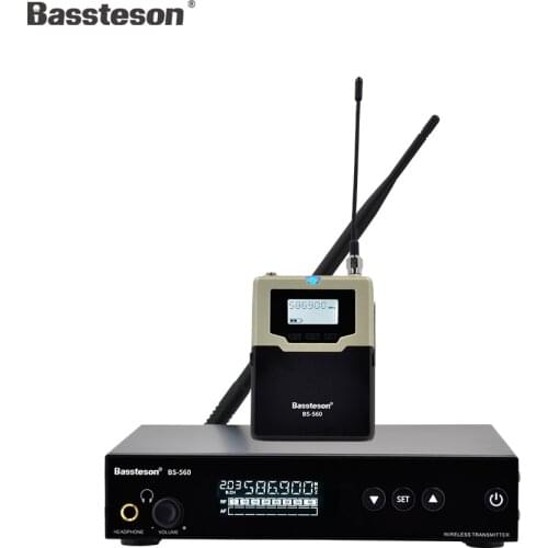 Bassteson BS-560 Professional In Ear UHF Wireless Stage Monitor System with One Bodypack Transmitter for Stage Performance