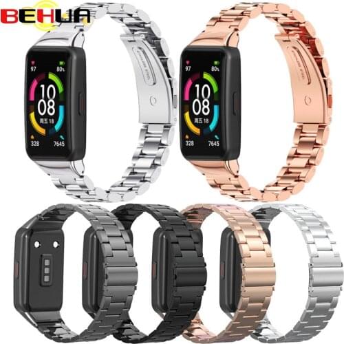 BEHUA Stainless Steel Bracelet For Huawei Band 6 SmartWatch Strap Classic Watchband For Huawei Honor Band 6 Correa Accessories