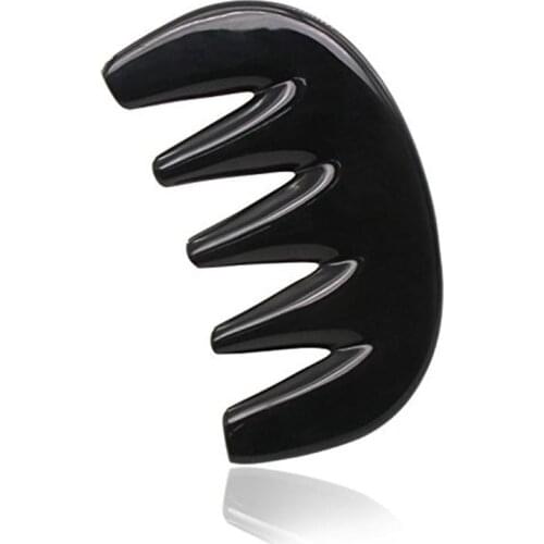 Gua Sha Treatment Scraping Massage Tool Ultra Smooth Edge Horn Comb Wide Tooth Hair Combs Styling Health Care (Black)