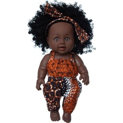 Black africa USA doll afro long hair 30cm 12inch reborn boneca pop dolls baby poupee full silicone baby doll alive toy