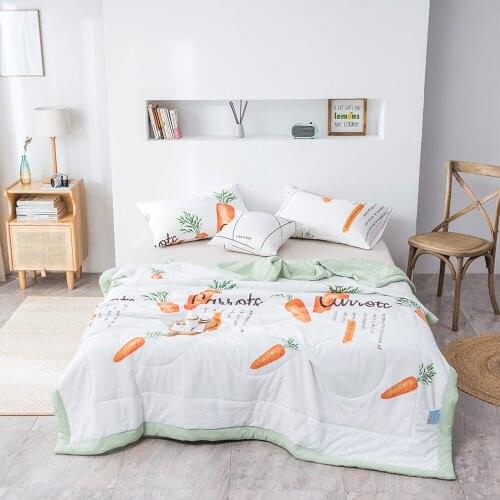 Printed Summer Quilt Blanket Quilting Washed Cotton Quilt Air-conditioning Comforter Students Children Quilt Bedclothes