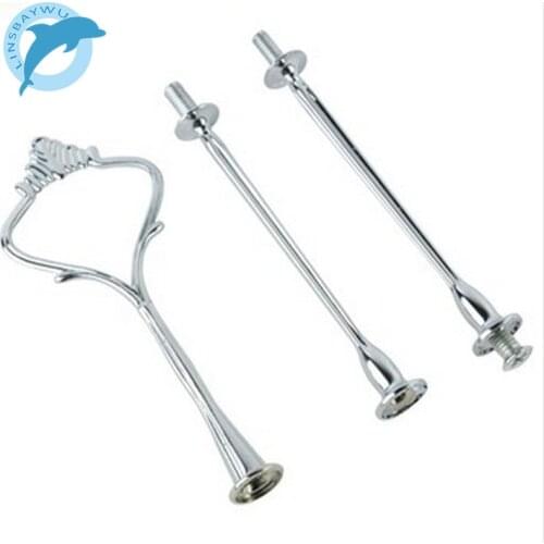 LINSBAYWU 3 or 2 Tier Cake Plate Stand Handle Crown Fitting Metal Birthday Wedding Party Silver/Golden (plates are not included)