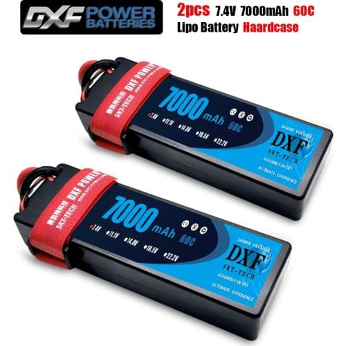 DXF GTFDR 7.4V 2S Lipo Battery 5200mah 6500mah 7000mah 50C 100C 60C 120C with Deans/T Plug for 1/10 RC Stampede Car Truck Drone