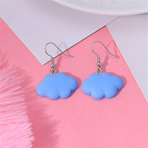 Fashion Cute Blue Clouds Earrings New Trend Women Jewelry Girl Long Hanging Drop Earrings Pink Resin Girly Love Earrings