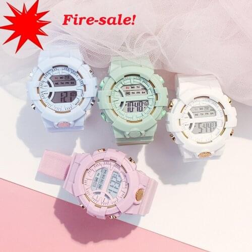 Fashion Popular Mens Women Digital Watches Alarm Clock Unisex Electronic Watch Slicone Bracelet Strap Eco-Friendly 5 Candy Color