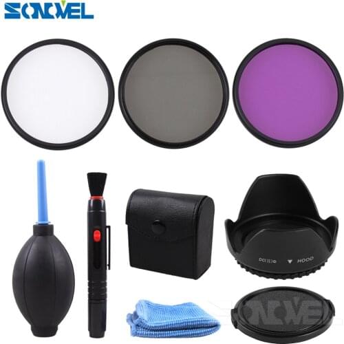 49/52/55/62/67/72/77/82/58mm UV FLD CPL Circular Polarizing Filter Kit Set+Lens hood+Lens Cap+Cleaning kit For Canon Sony Nikon
